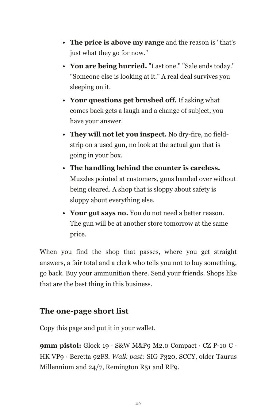 Book page: the one-page short list